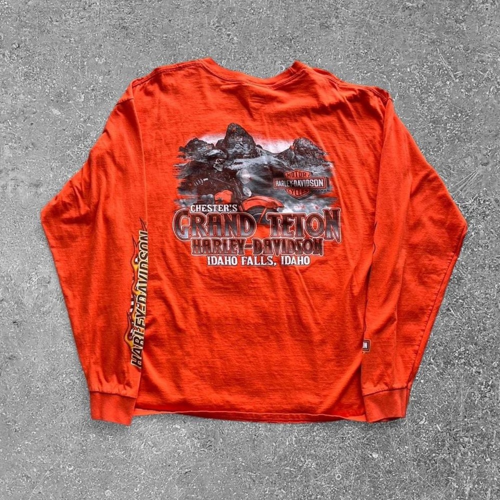 Harley-Davidson Orange Long Sleeve Shirt Ride It Like You Stole It Mens 2XL - Picture 2 of 3
